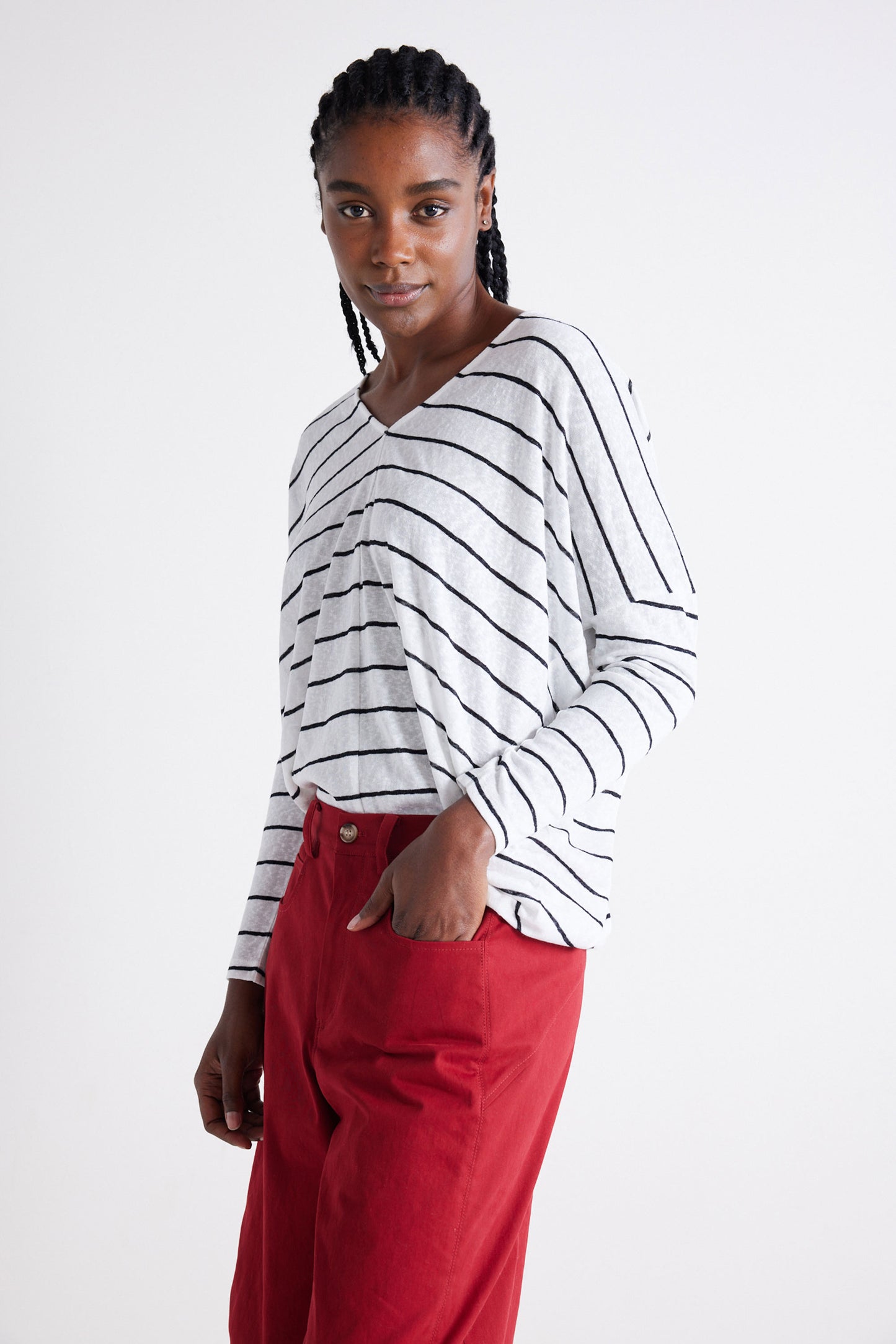 The Striped Dolman Long Sleeve Top