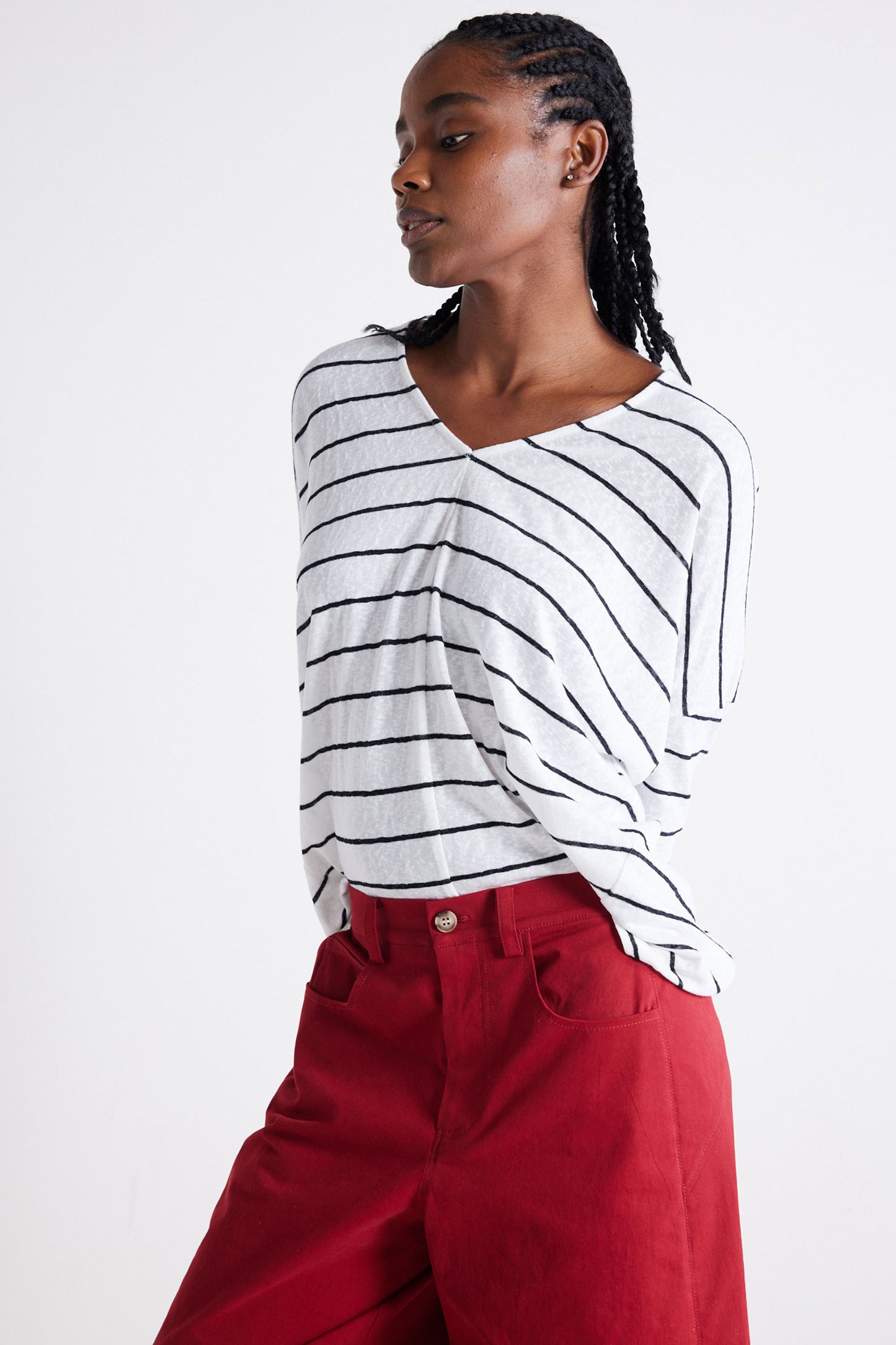 The Striped Dolman Long Sleeve Top