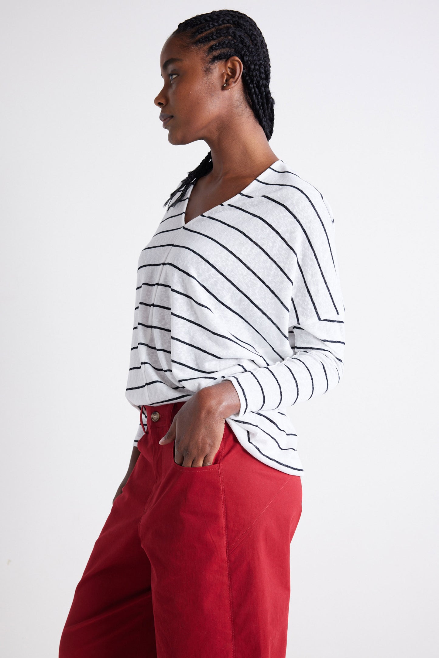 The Striped Dolman Long Sleeve Top