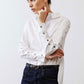 Studded Sleeve Button Down Blouse