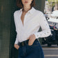 Studded Sleeve Button Down Blouse
