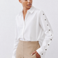 Studded Sleeve Button Down Blouse