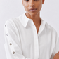 Studded Sleeve Button Down Blouse