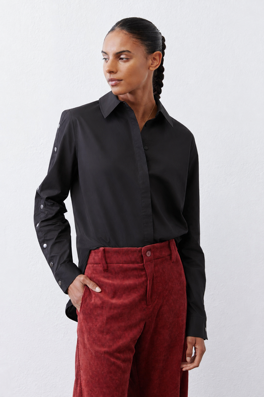 Studded Sleeve Button Down Blouse
