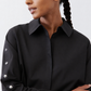 Studded Sleeve Button Down Blouse