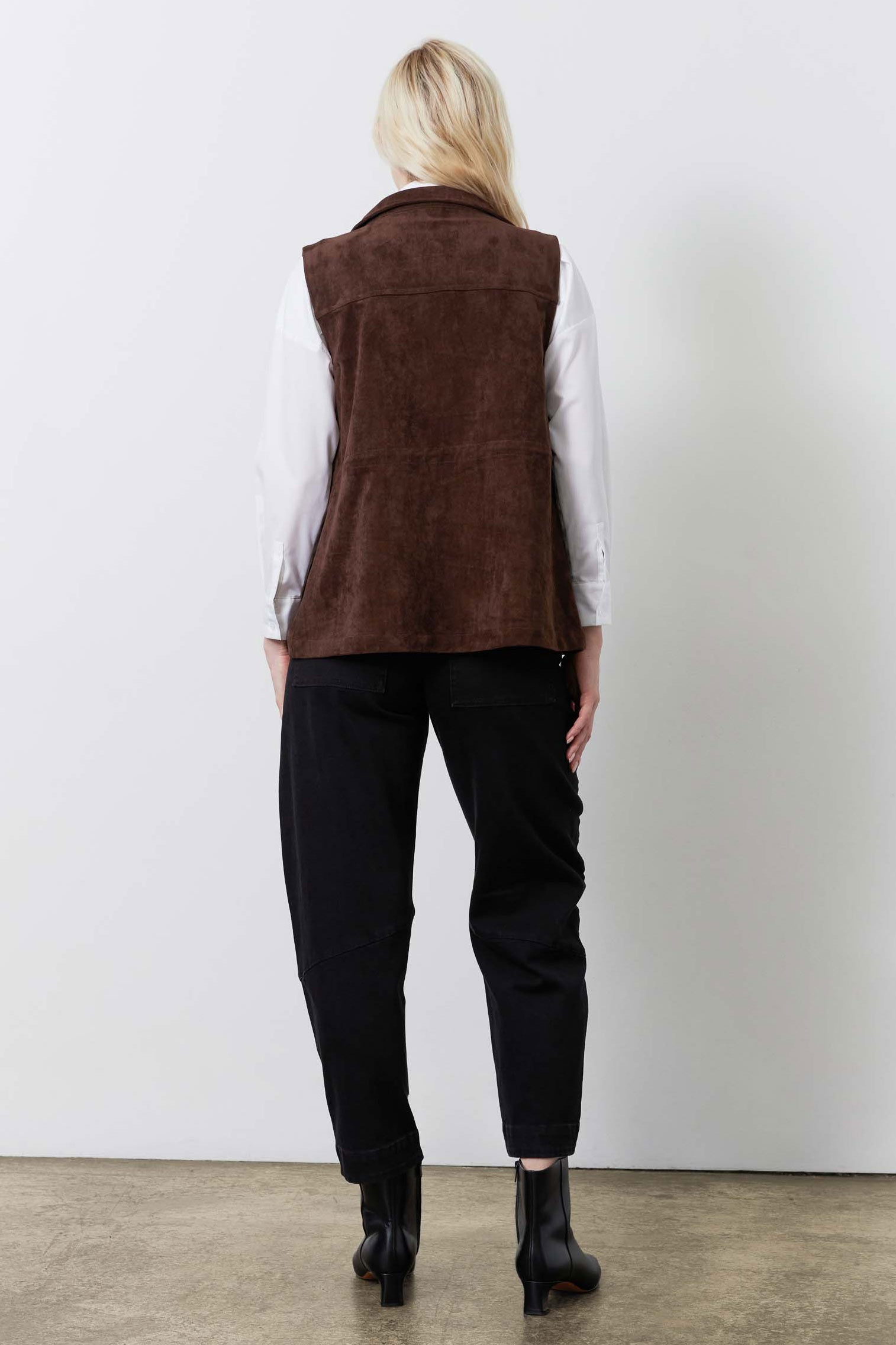 Long Vegan Suede Cargo Vest | Cocoa – Ruti