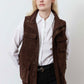 Long Vegan Suede Cargo Vest