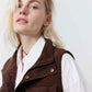 Long Vegan Suede Cargo Vest