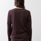 Coffee-brown V-neck long-sleeve top, back view with smooth shoulder seams