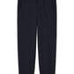 Black not-too-tapered pants with belt loops and button-front