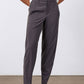 Graphite tapered pants with button front, belt loops, and straight cuffs