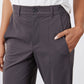 Graphite button-front pants with belt loops and vertical seam detailing