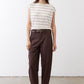 Striped crew-neck Tuck-In Tee in off-white with brown horizontal stripes, short sleeves.