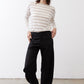 Striped long-sleeve top with rounded neckline and relaxed fit