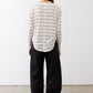 Striped long-sleeve top with button details at the back and curved hem