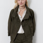 Twill Cropped Swing Jacket