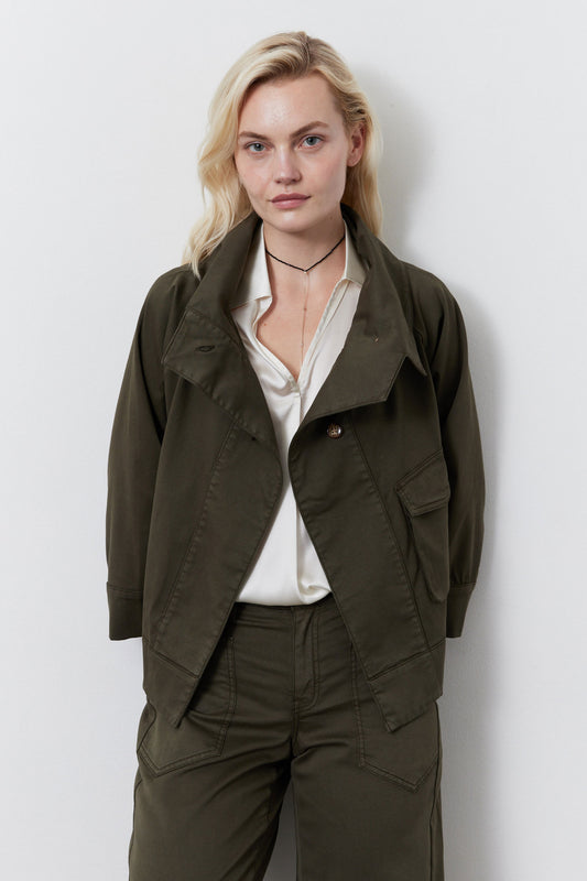 Twill Cropped Swing Jacket