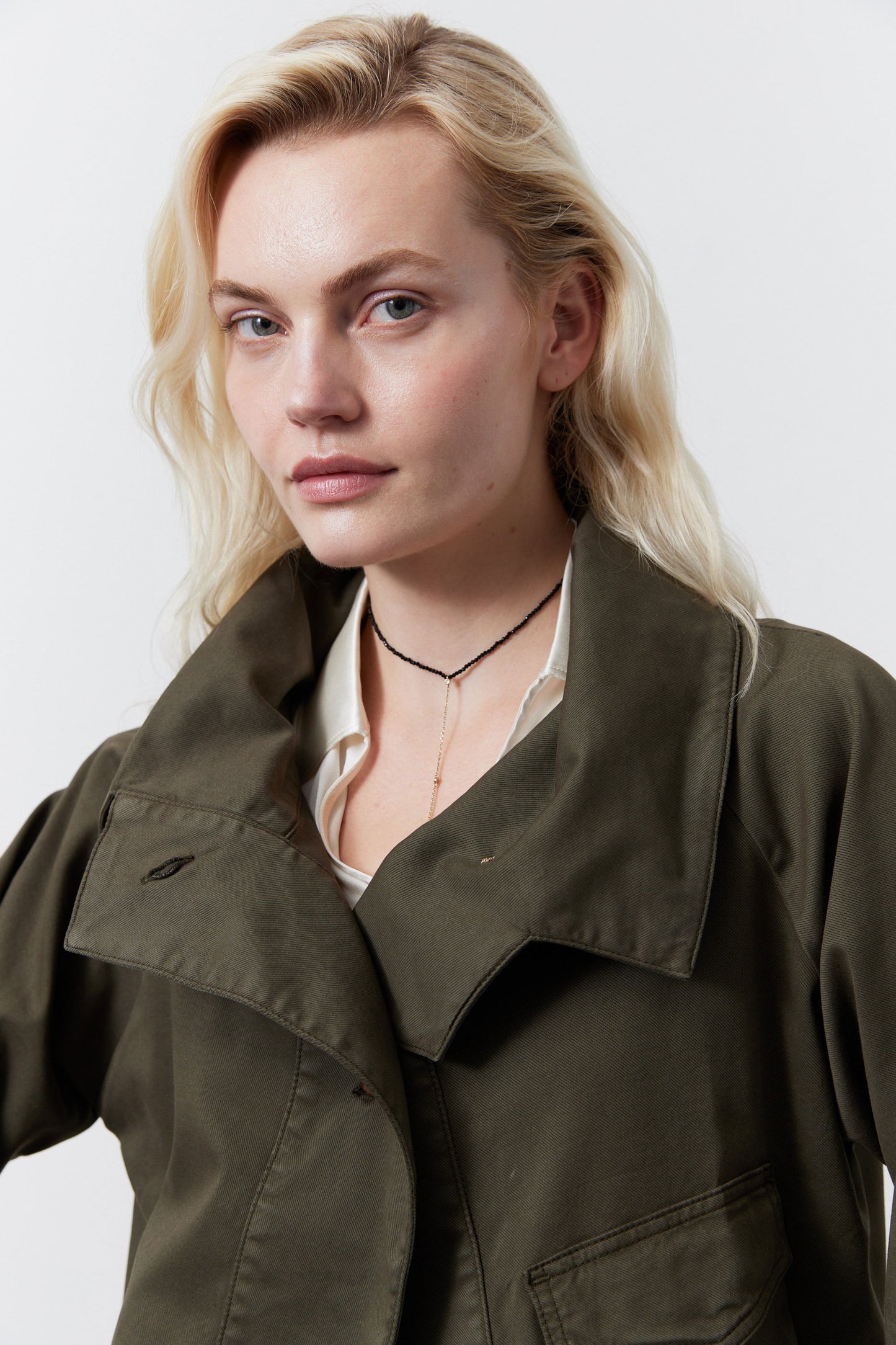 Twill Cropped Swing Jacket