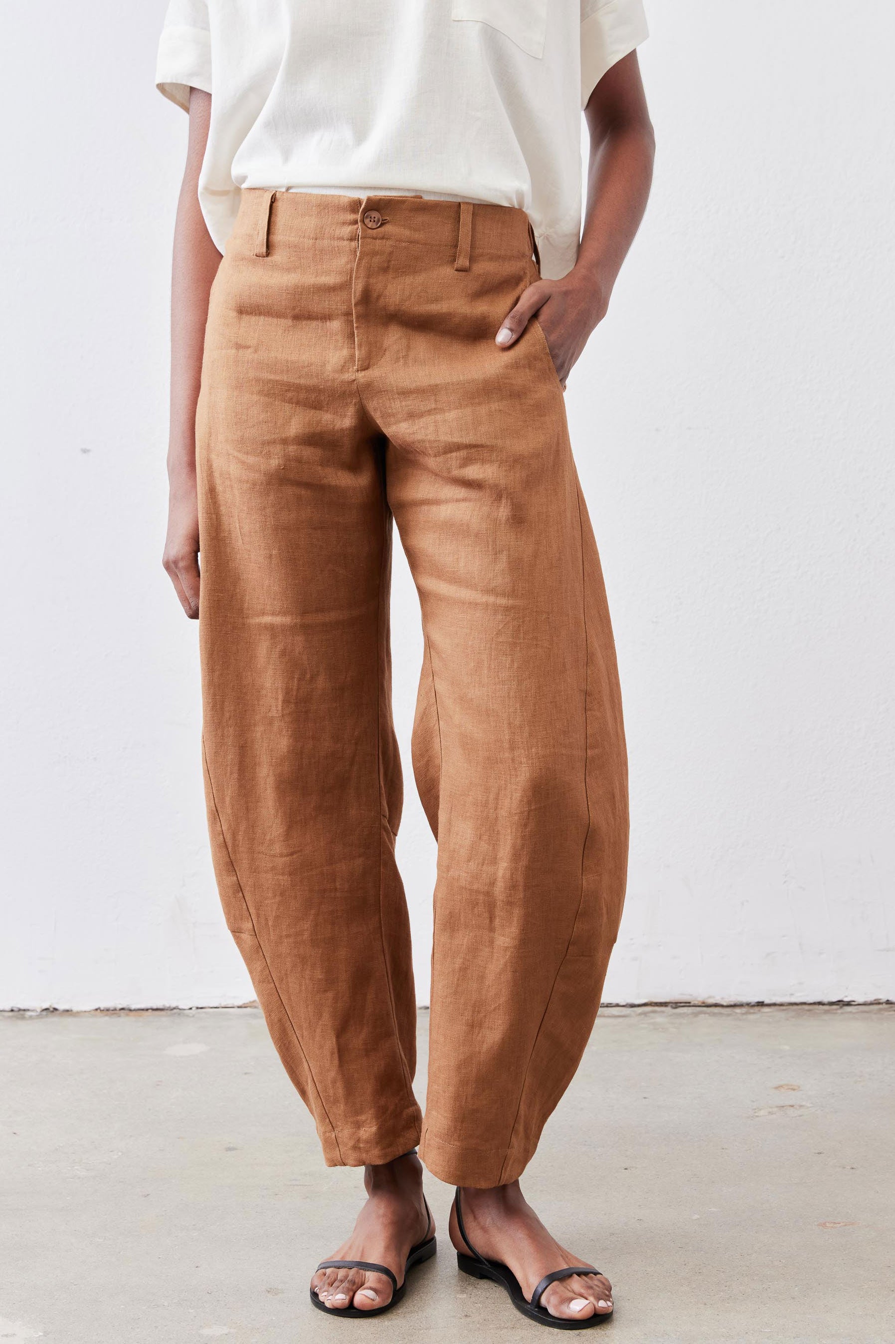 The Uptown Loose Linen Pants | Caramel – Ruti
