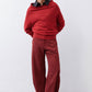 Loose barrel corduroy pants in pomegranate red, wide leg with relaxed fit