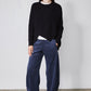 Loose barrel corduroy pants in blue, wide straight leg with relaxed fit