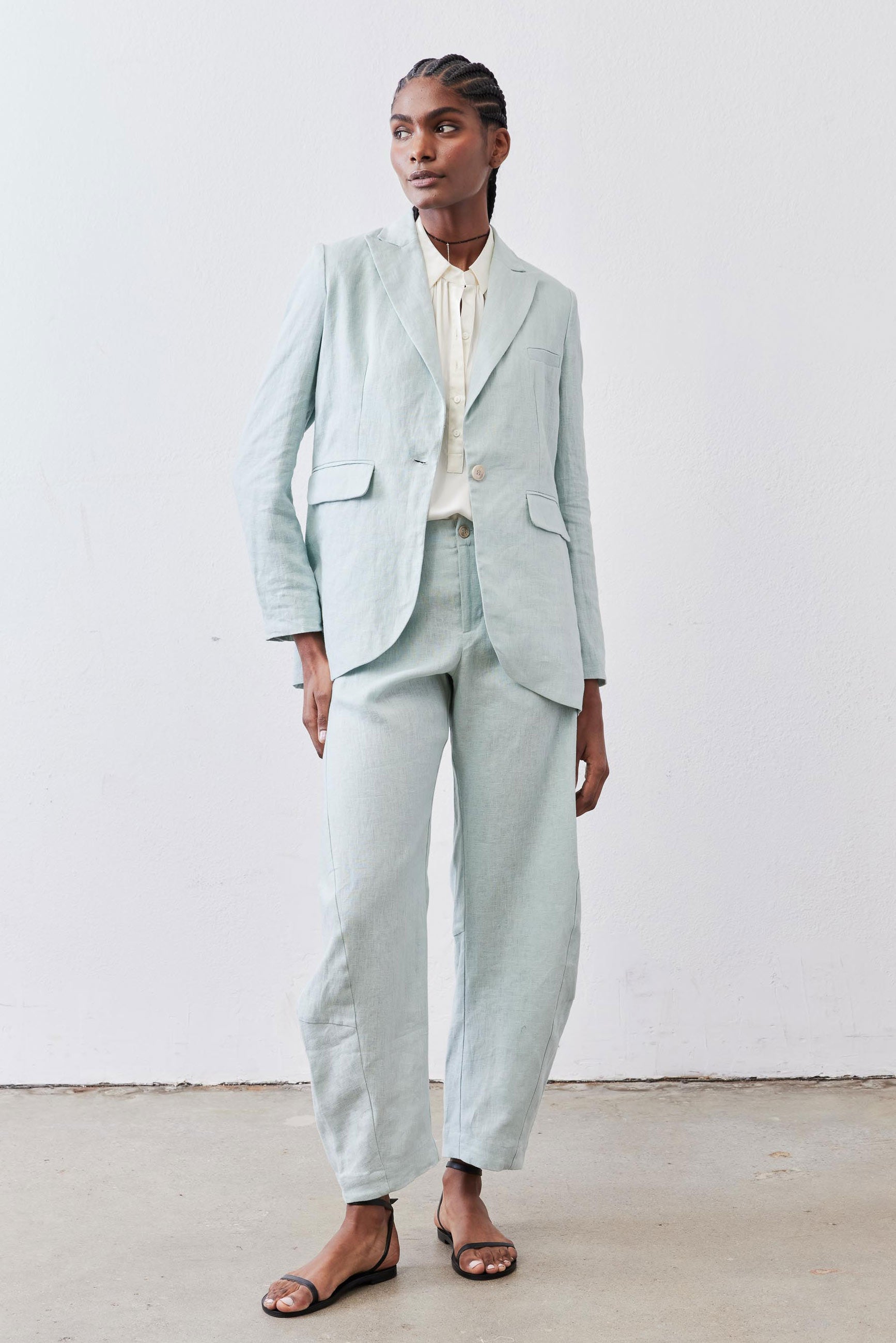 linen dress pants for women The Uptown Loose Linen Pants Mint / 8