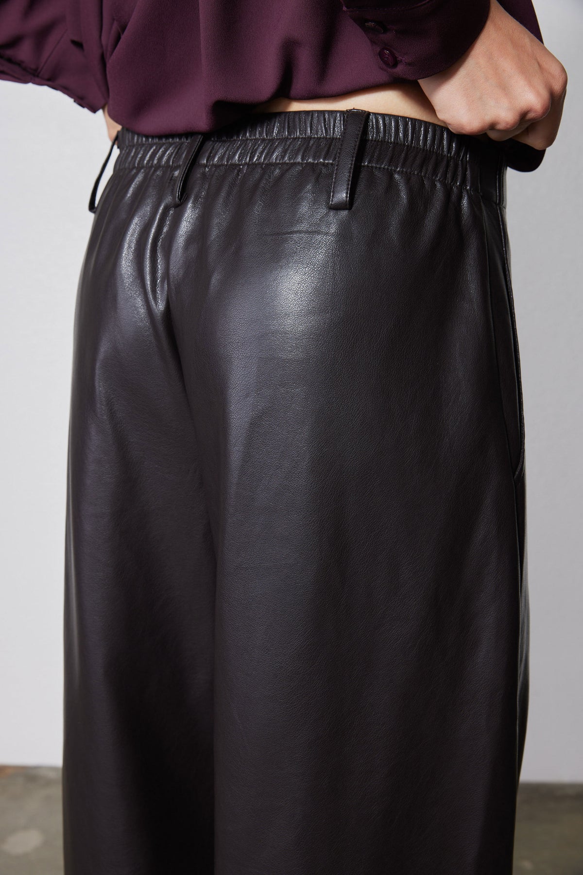 The Uptown Loose Barrel Vegan Leather Pants
