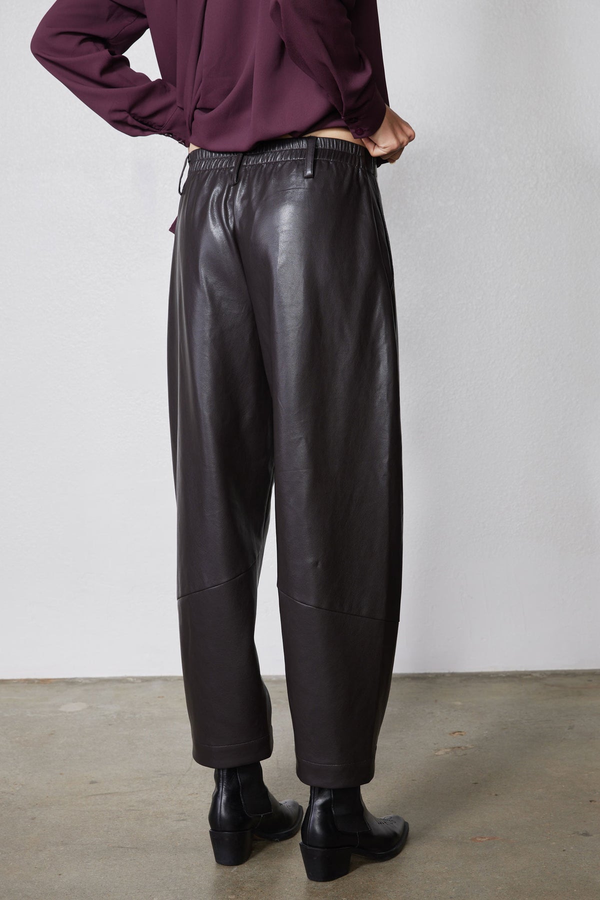 The Uptown Loose Barrel Vegan Leather Pants