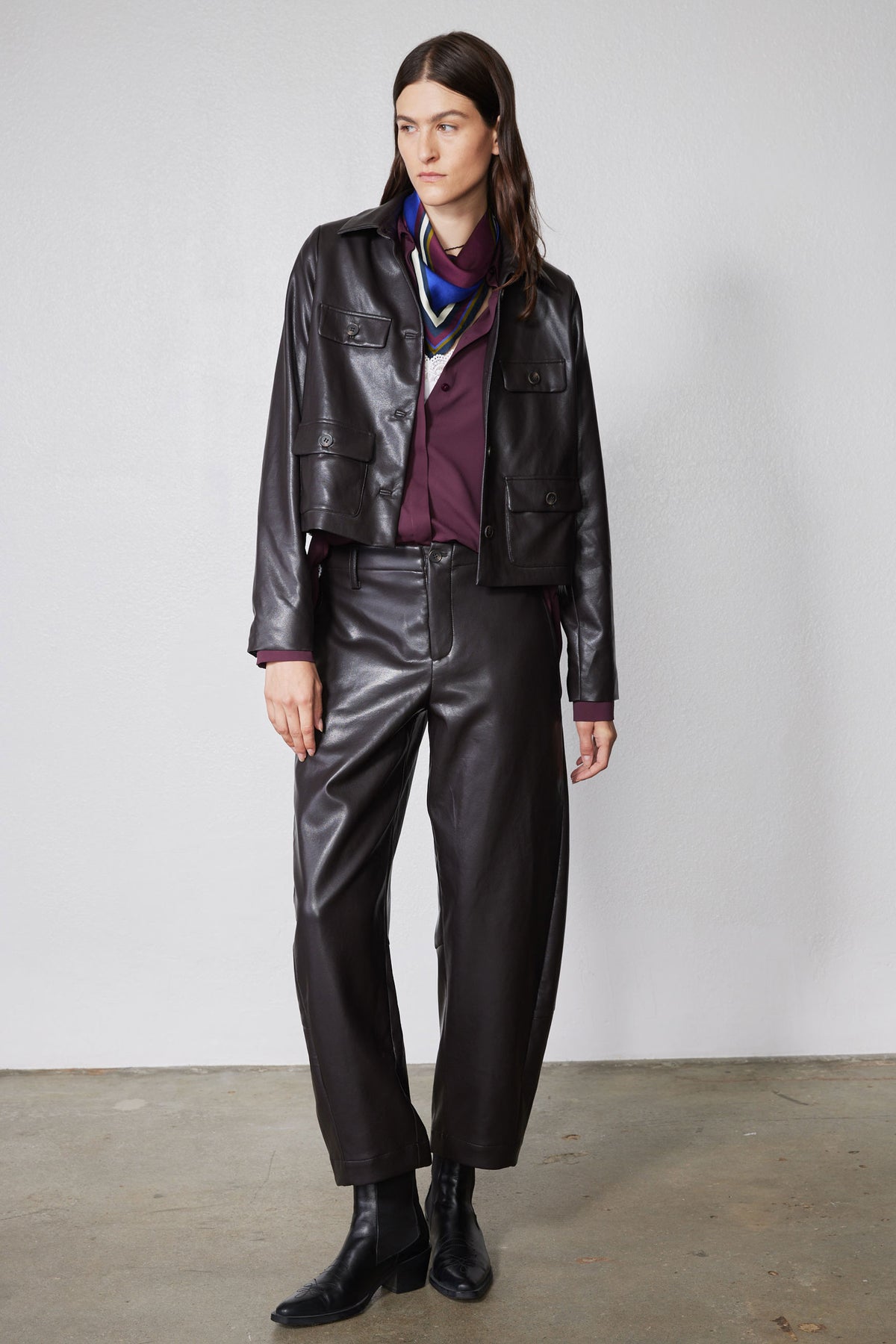 The Uptown Loose Barrel Vegan Leather Pants