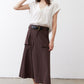White poplin top with cinched neckline, short sleeves, and relaxed straight fit