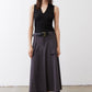 Black sculpted sleeveless V-neck tank top, fitted and close to body