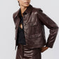Vegan Leather Button Down Jacket
