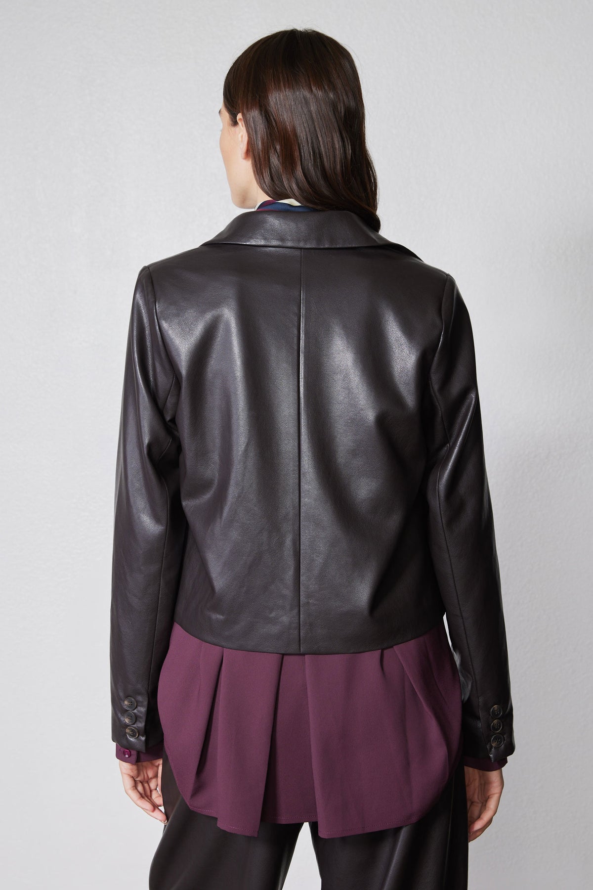 Vegan Leather Button Down Jacket