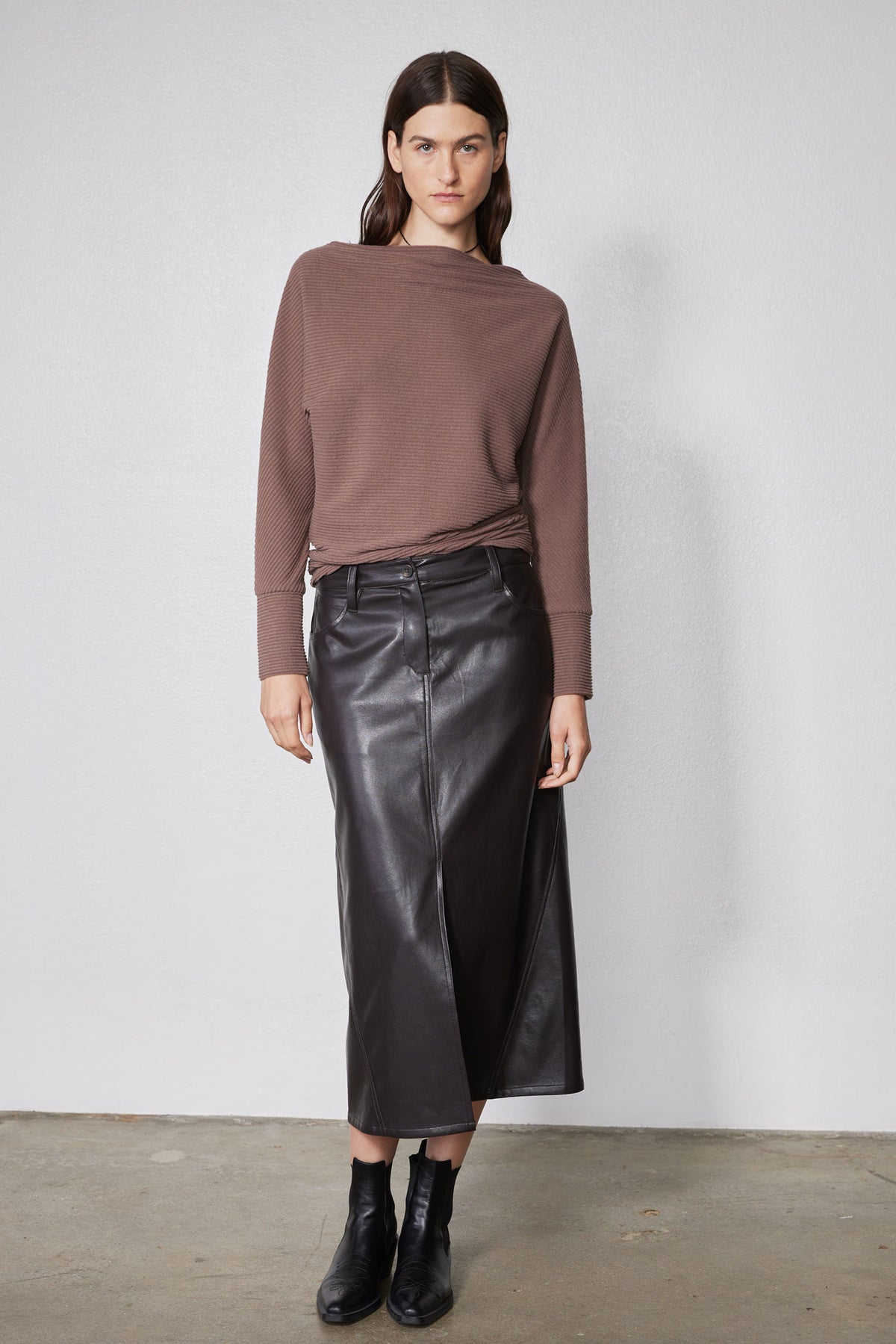 Vegan Leather A-Line Skirt