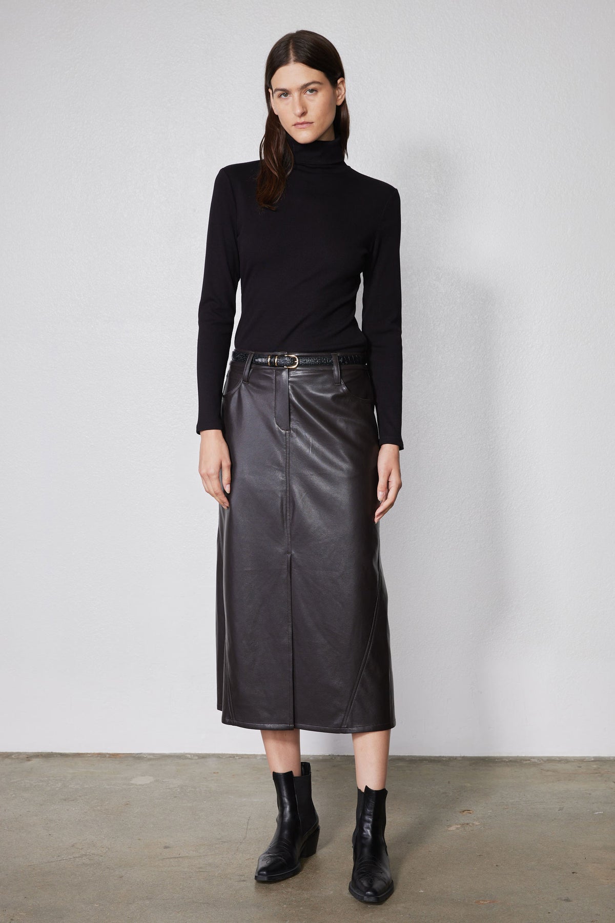 Vegan Leather A-Line Skirt