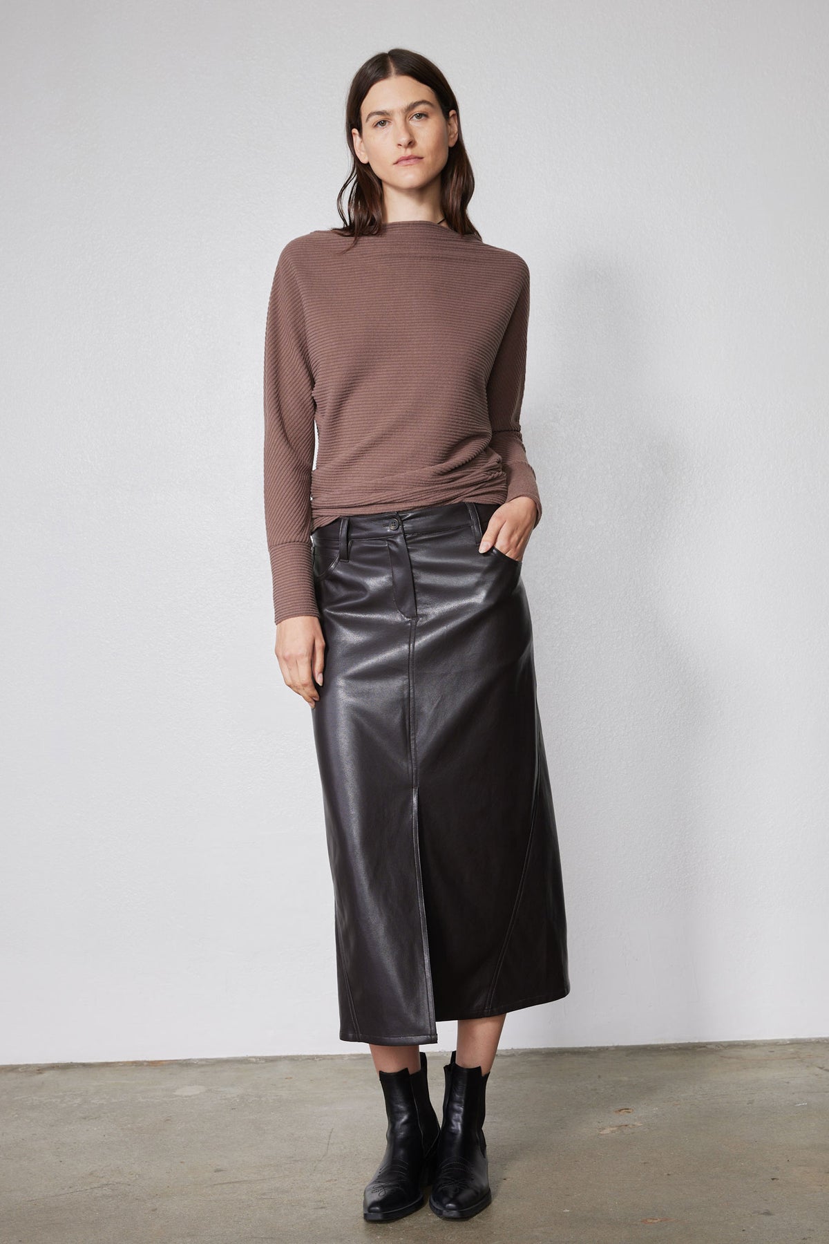 Vegan Leather A-Line Skirt