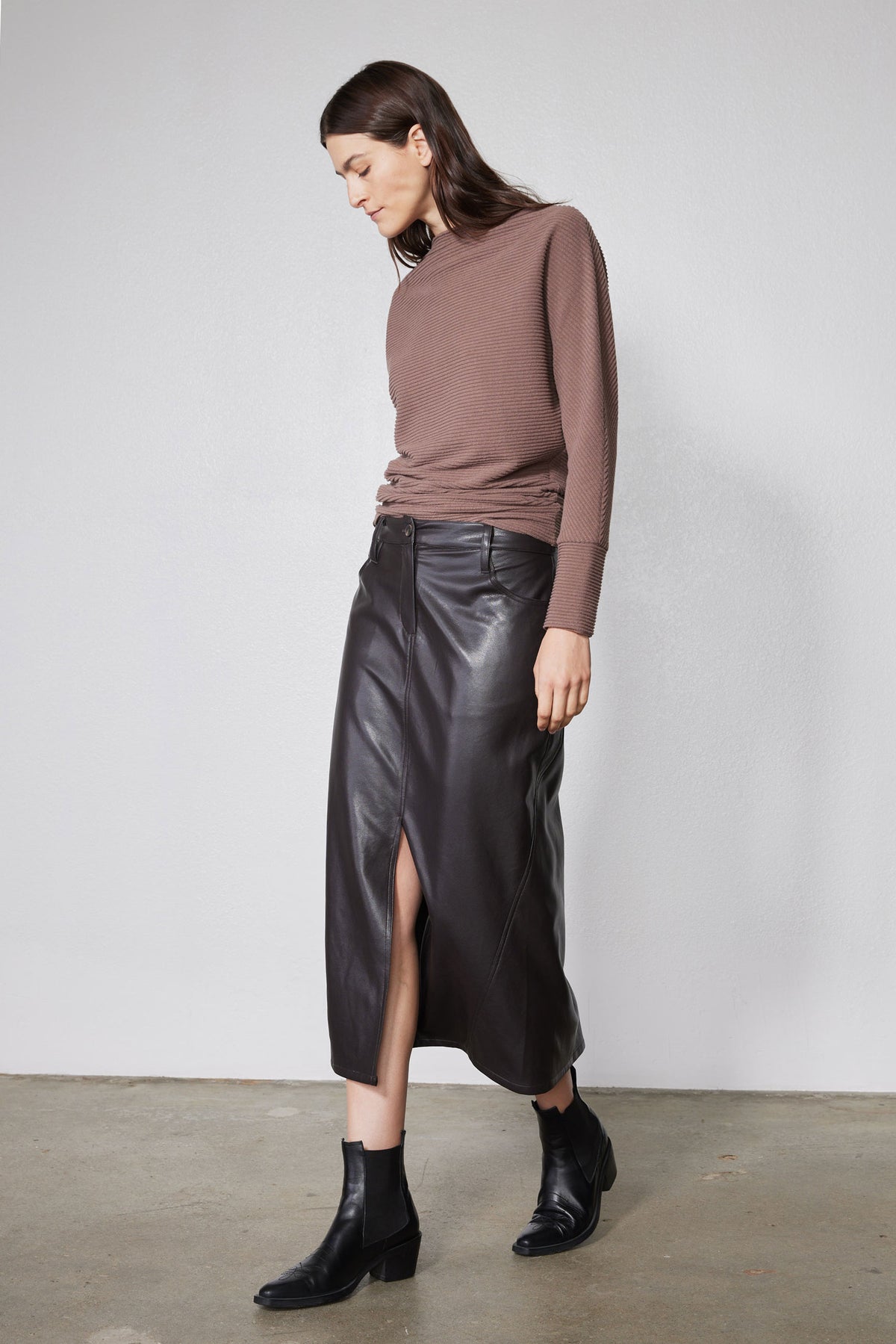 Vegan Leather A-Line Skirt