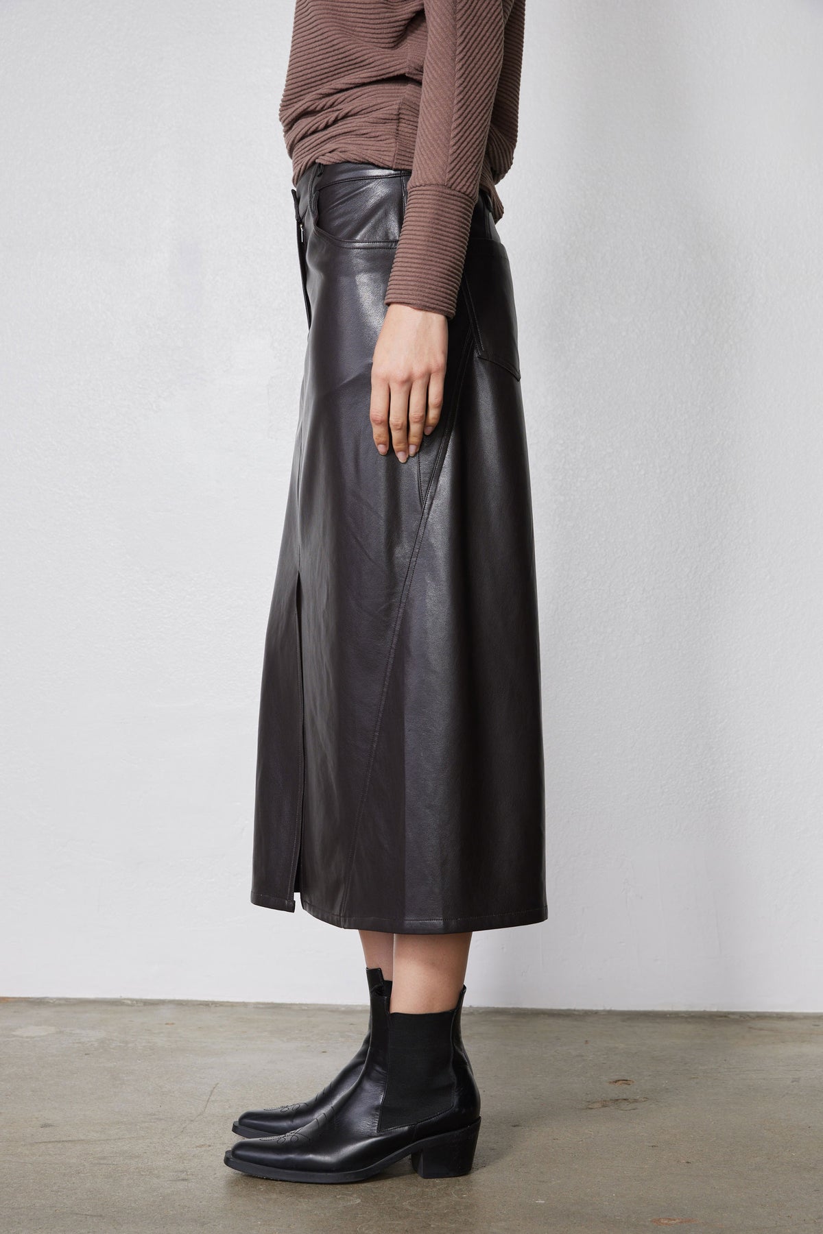 Vegan Leather A-Line Skirt