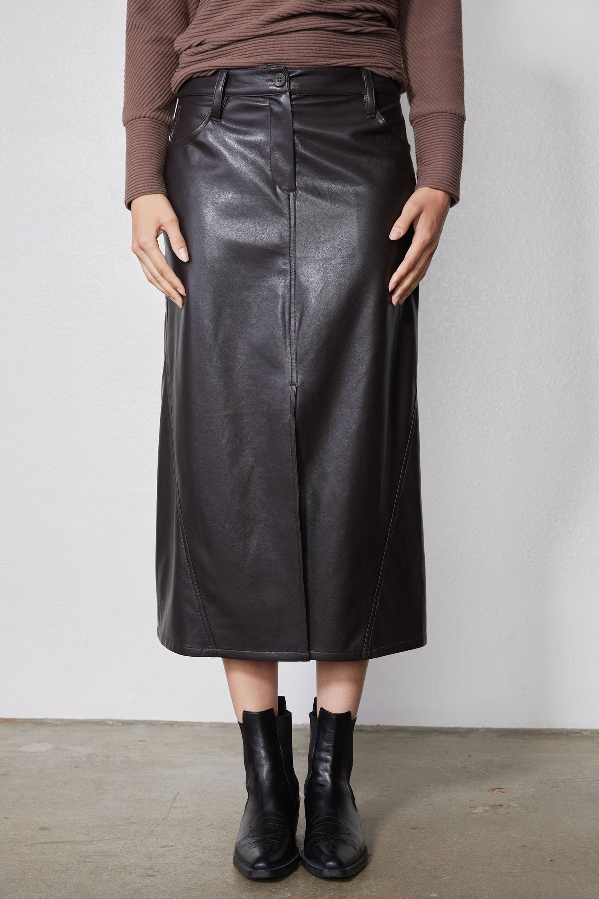 Vegan Leather A-Line Skirt