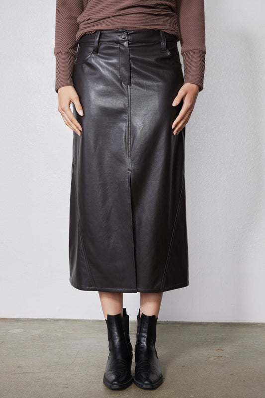 Vegan Leather A-Line Skirt