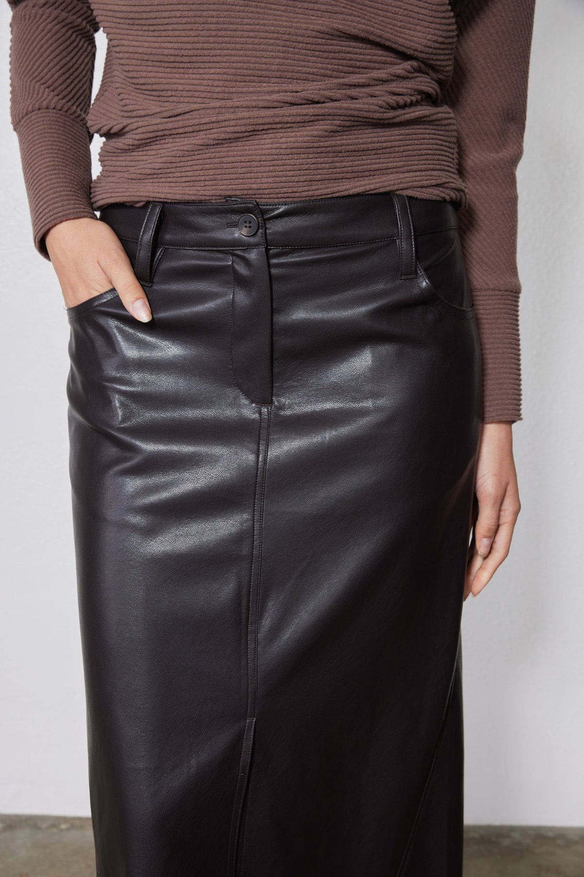 Vegan Leather A-Line Skirt