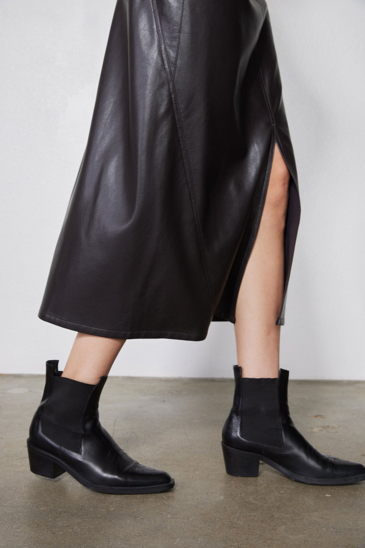 Vegan Leather A-Line Skirt
