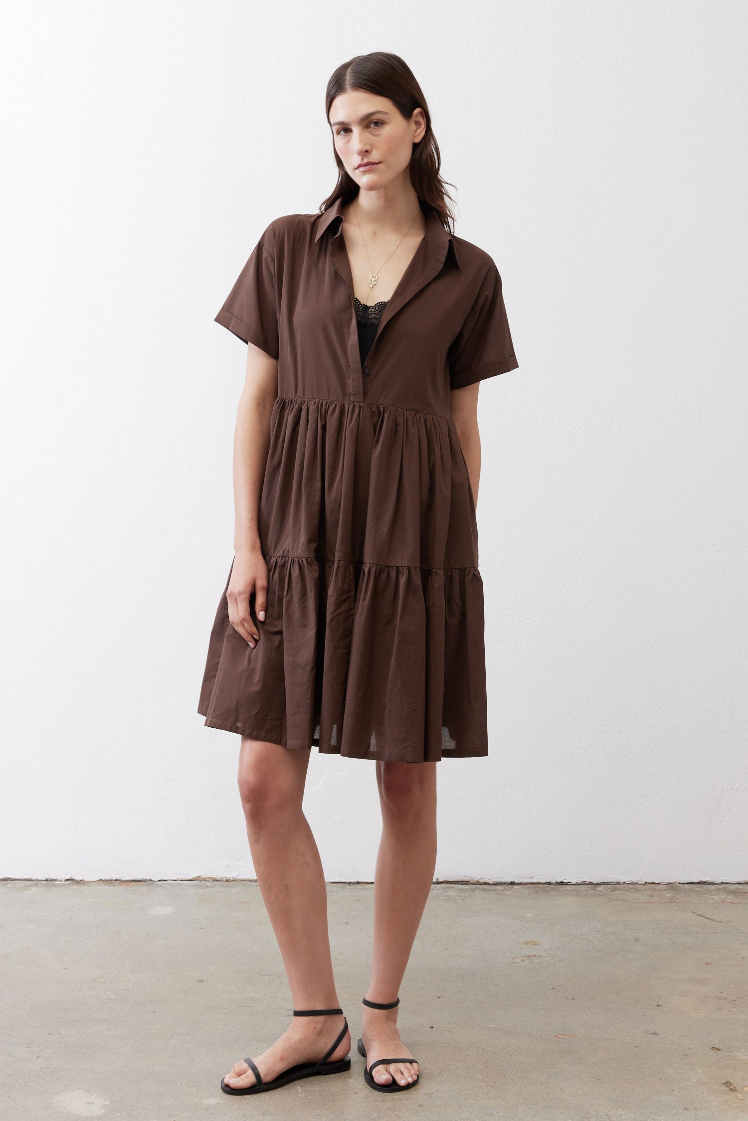 Walking On Air Poplin Dress Milk Chocolate / XS
