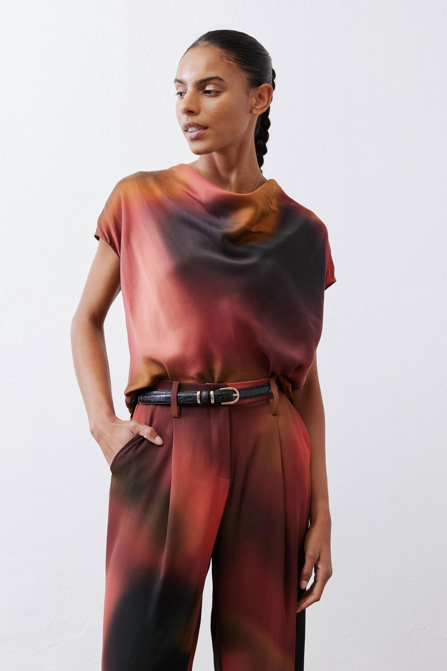 Washable Silk Cowl ﻿Neck Top