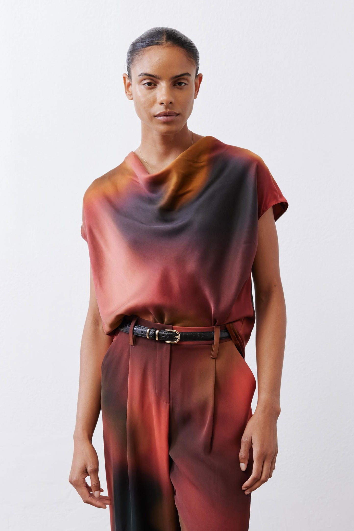 Washable Silk Cowl ﻿Neck Top