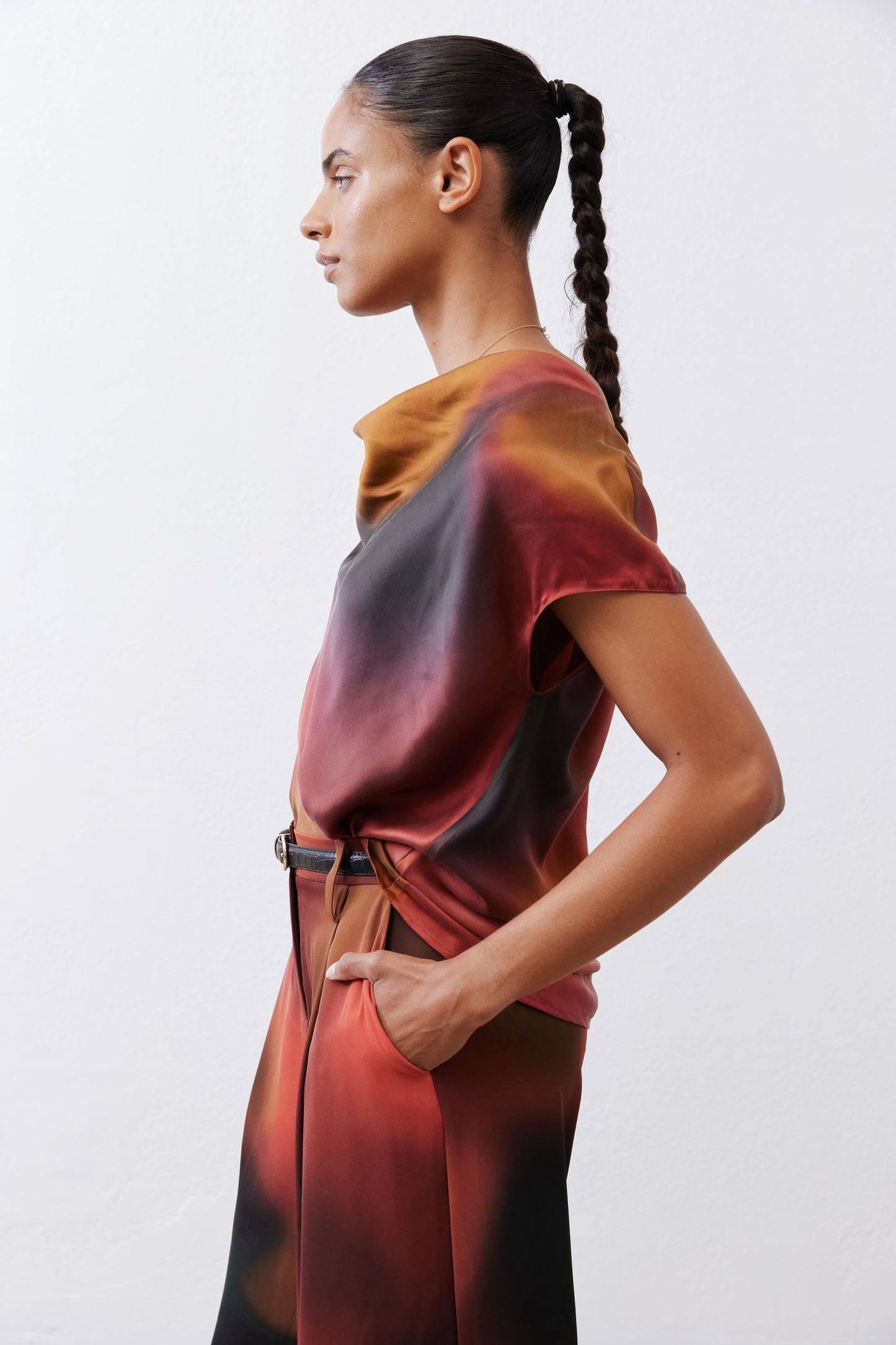 Washable Silk Cowl ﻿Neck Top