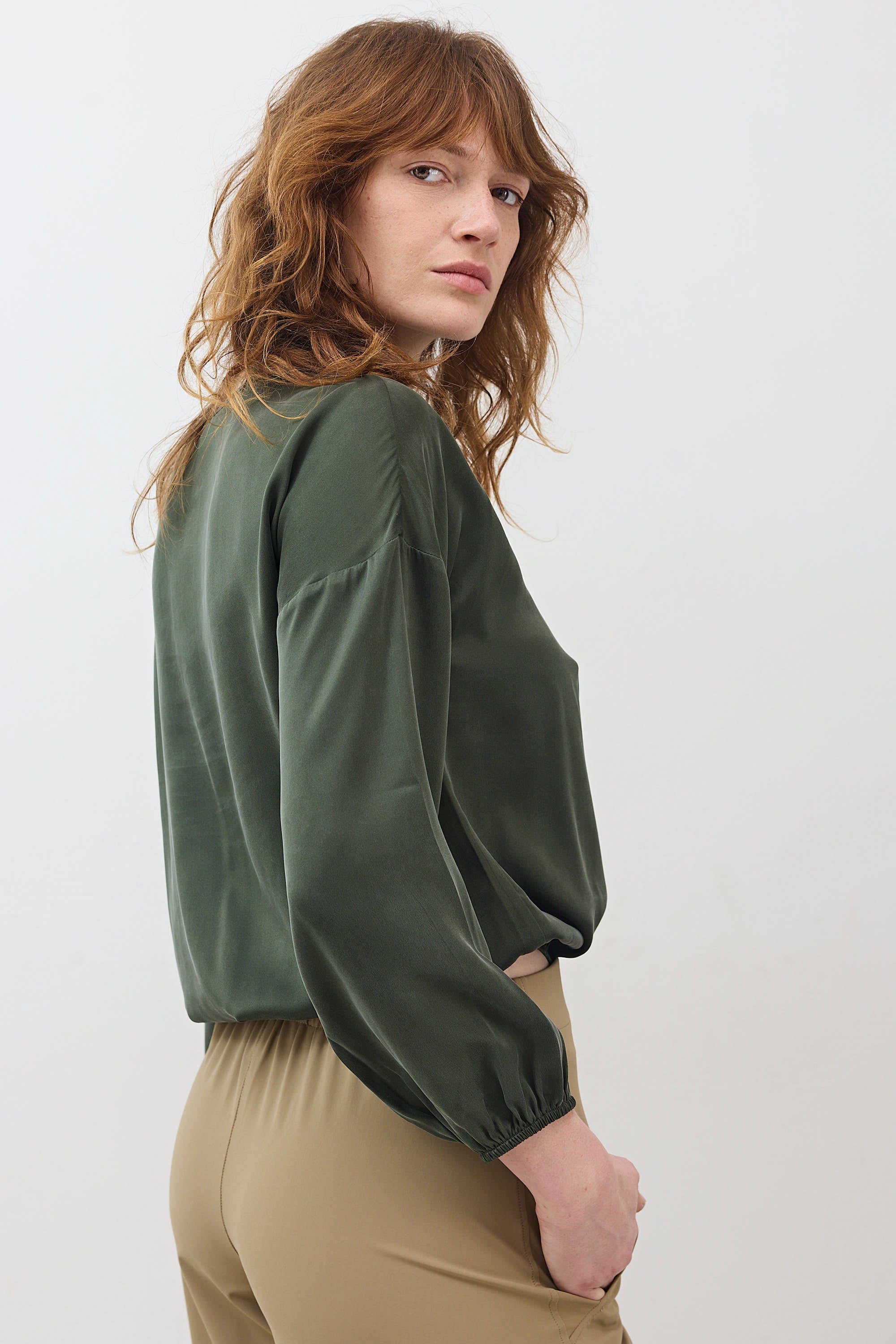 Washable Silk Cinched Hem Blouse | Mineral Gray – Ruti