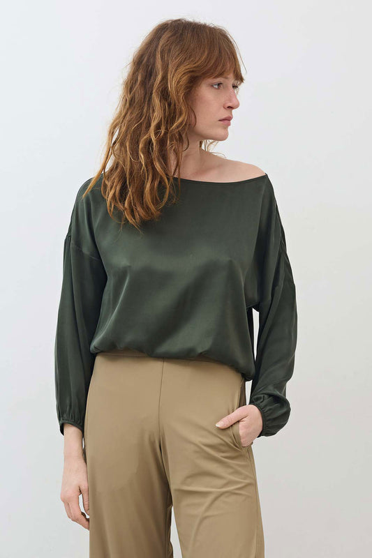 Washable Silk Cinched Hem Blouse