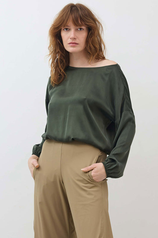 Washable Silk Cinched Hem Blouse