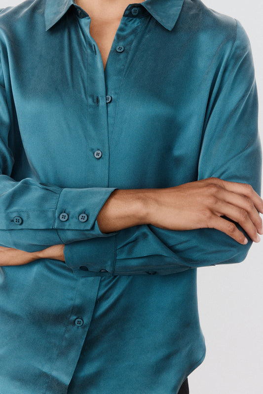 Washable Silk Button Down Top